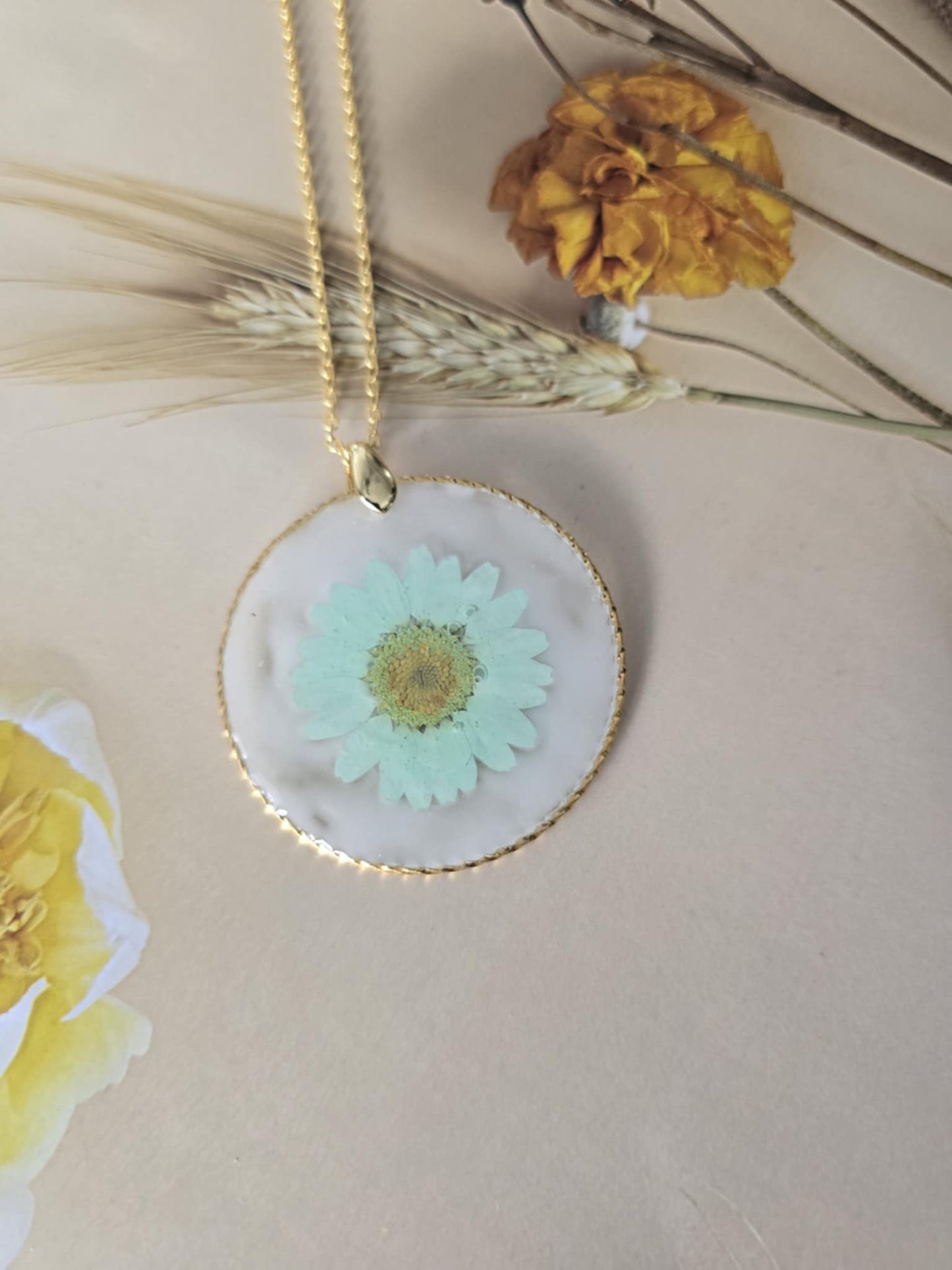 Pendentif Marguerite turquoise