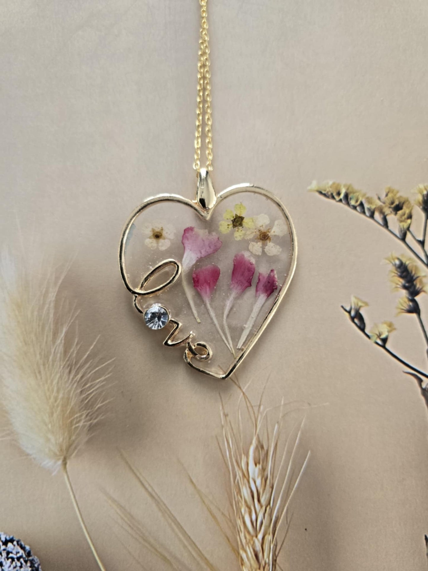 Pendentif love unique floral