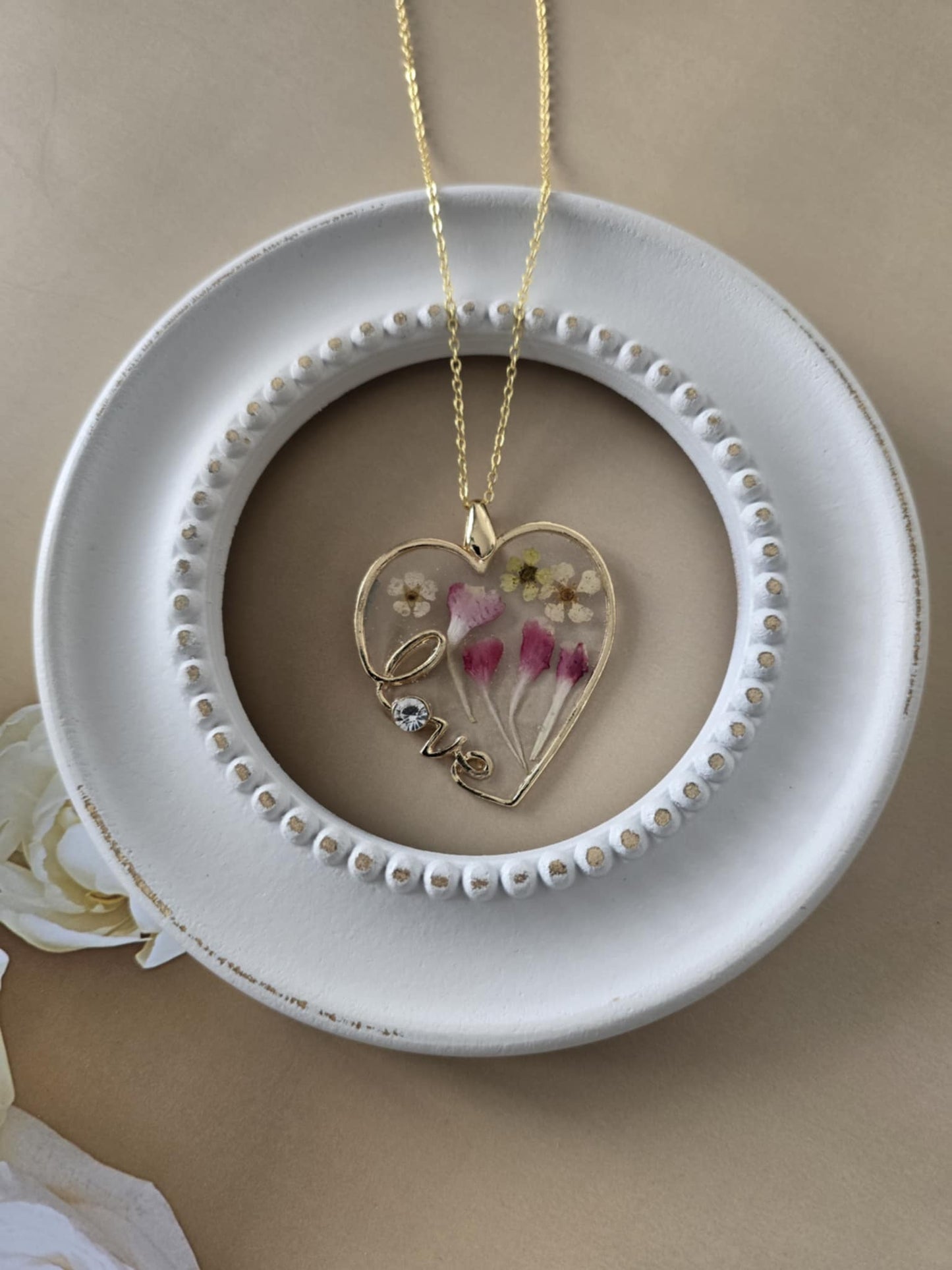 Pendentif love unique floral