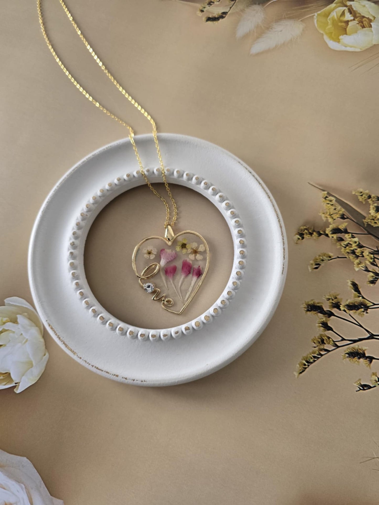 Pendentif love unique floral