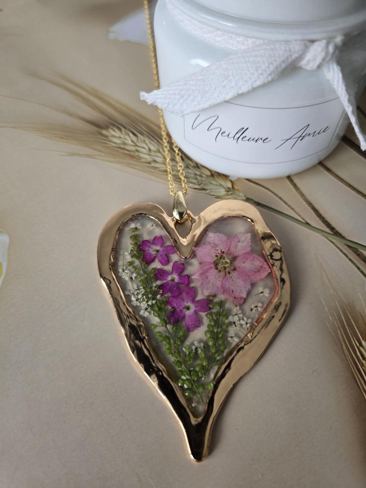 Pendentif floral coeur