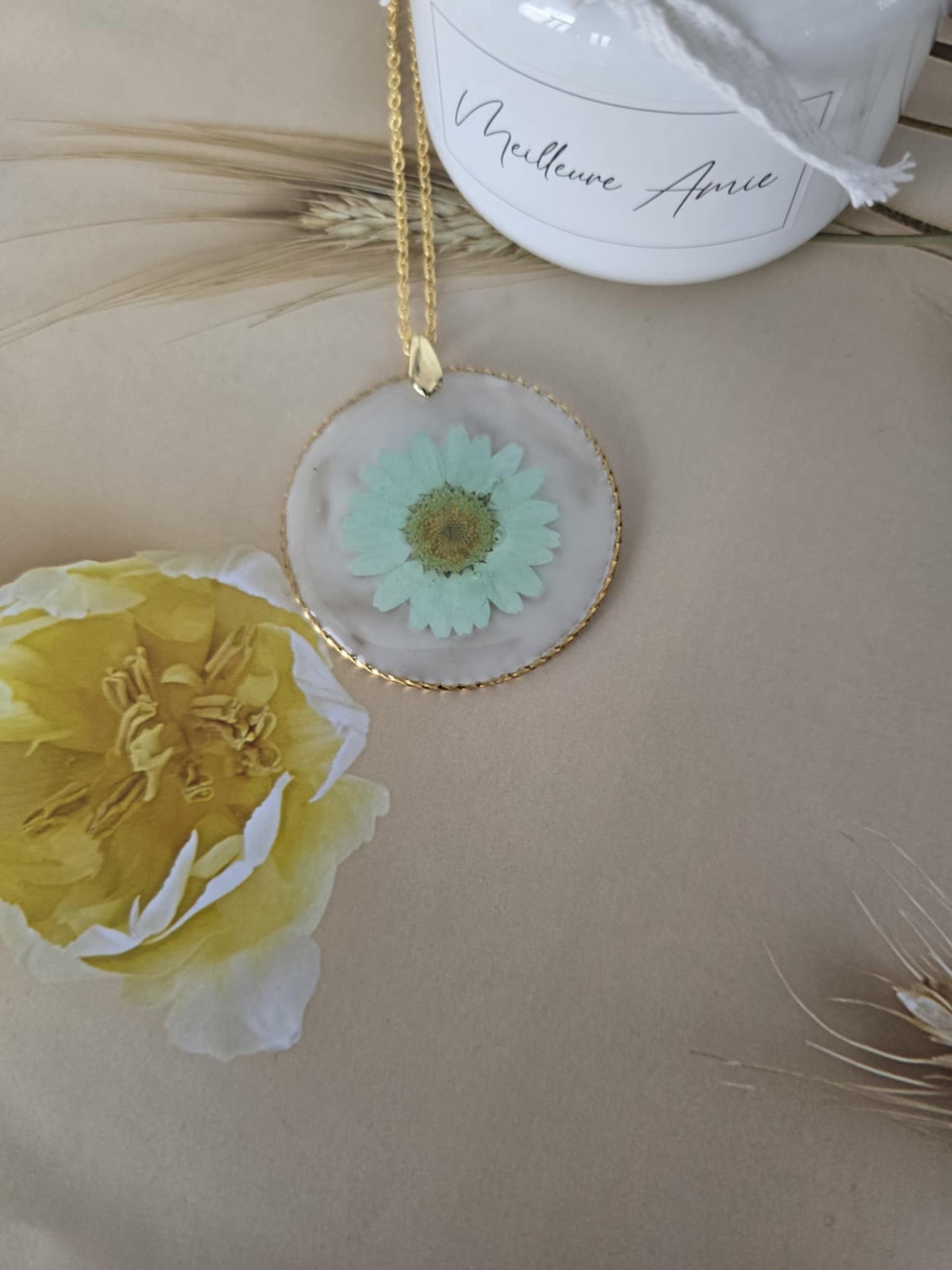 Pendentif Marguerite turquoise