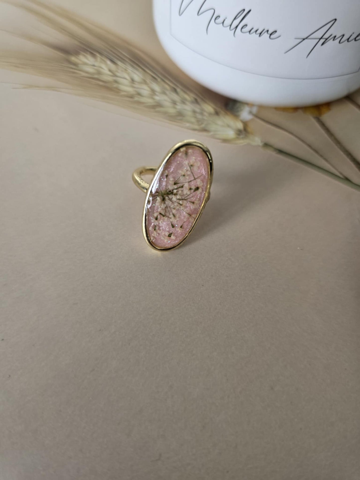 bague floral ajustable petite douceur rose