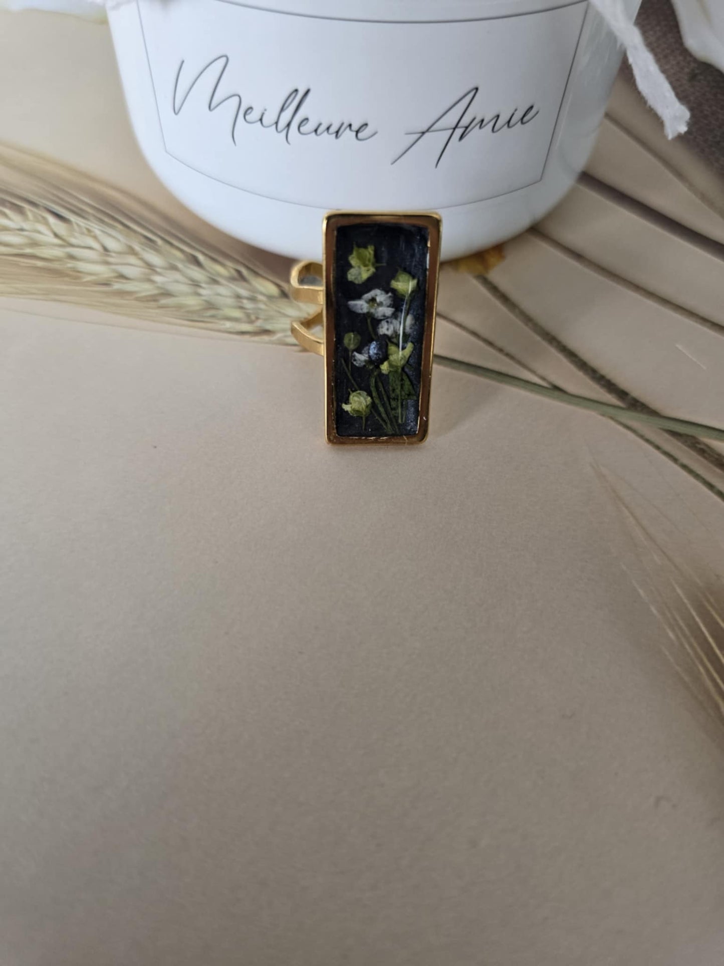 bague ajustable florale joie