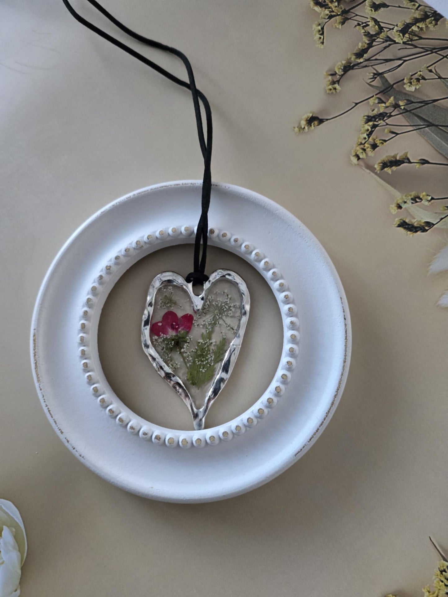 pendentif argenté floral unique