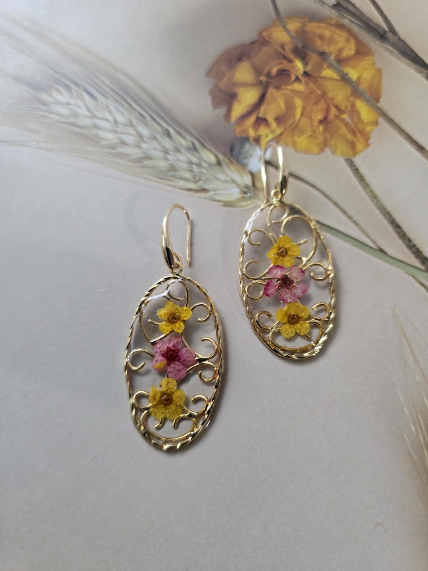 boucles d'oreilles style uniques floral