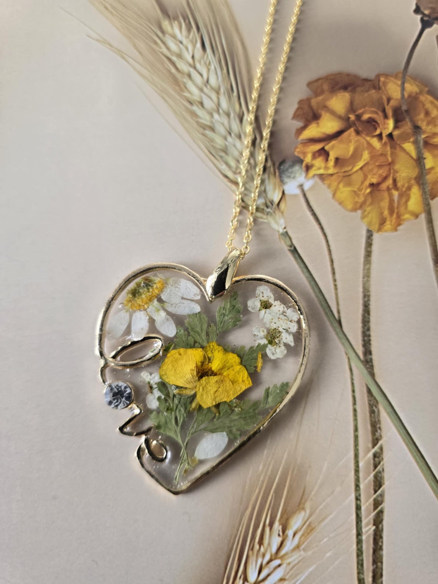 Pendentif coeur jaune