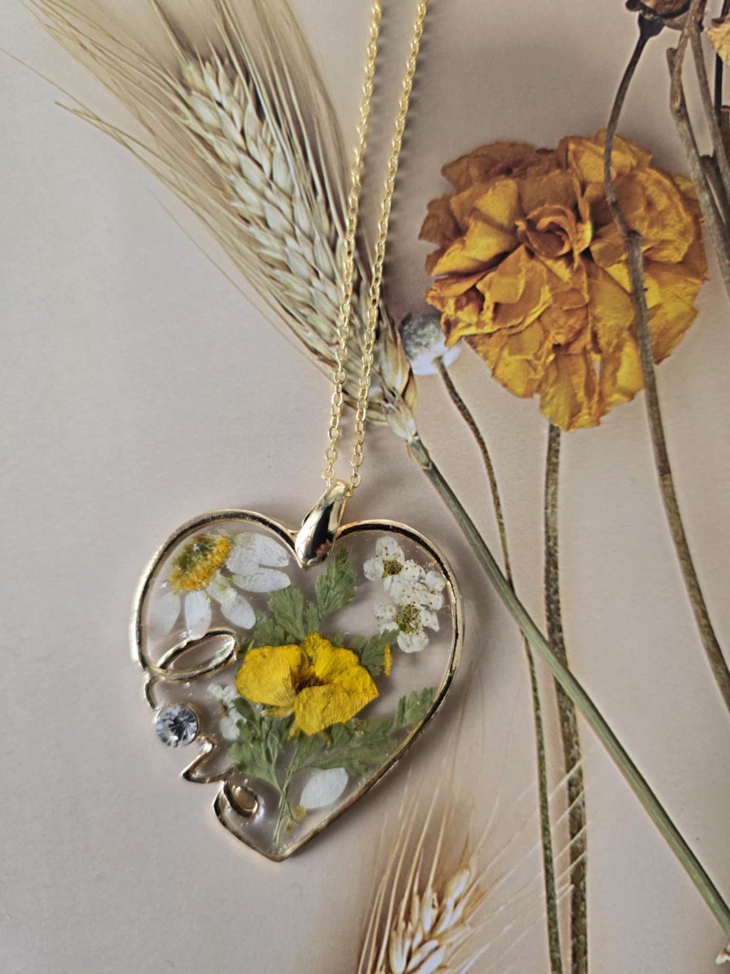 Pendentif coeur jaune