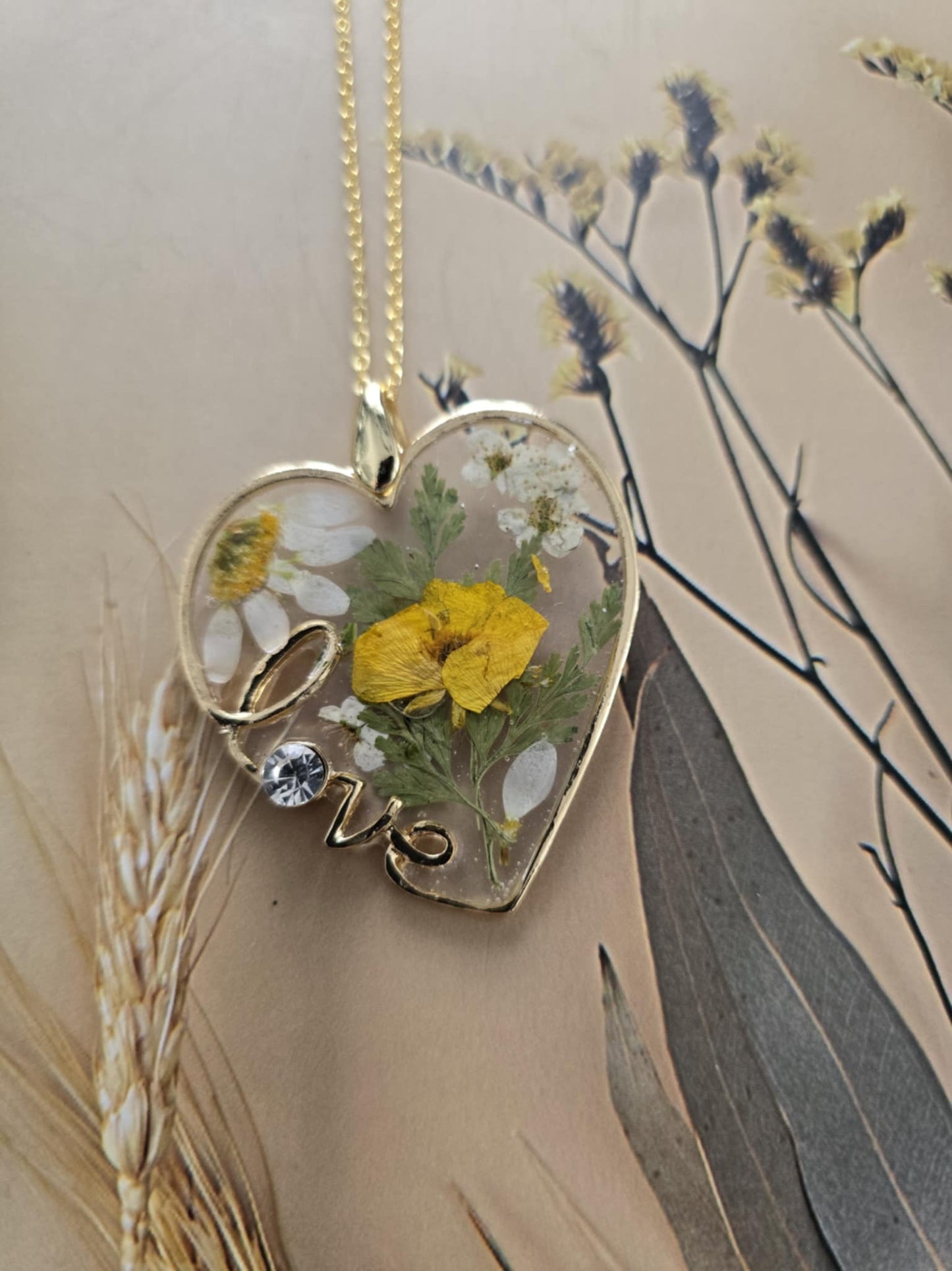 Pendentif coeur jaune