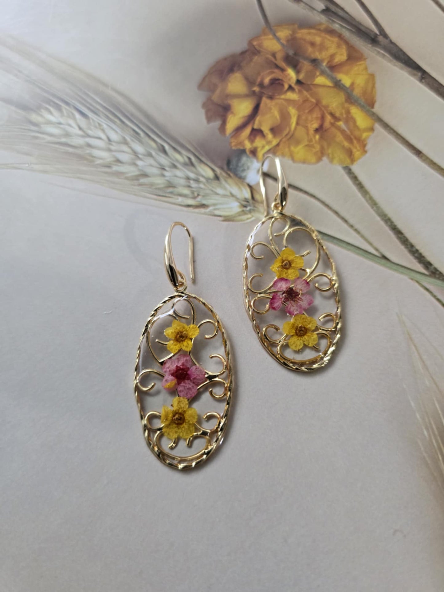 boucles d'oreilles style uniques floral