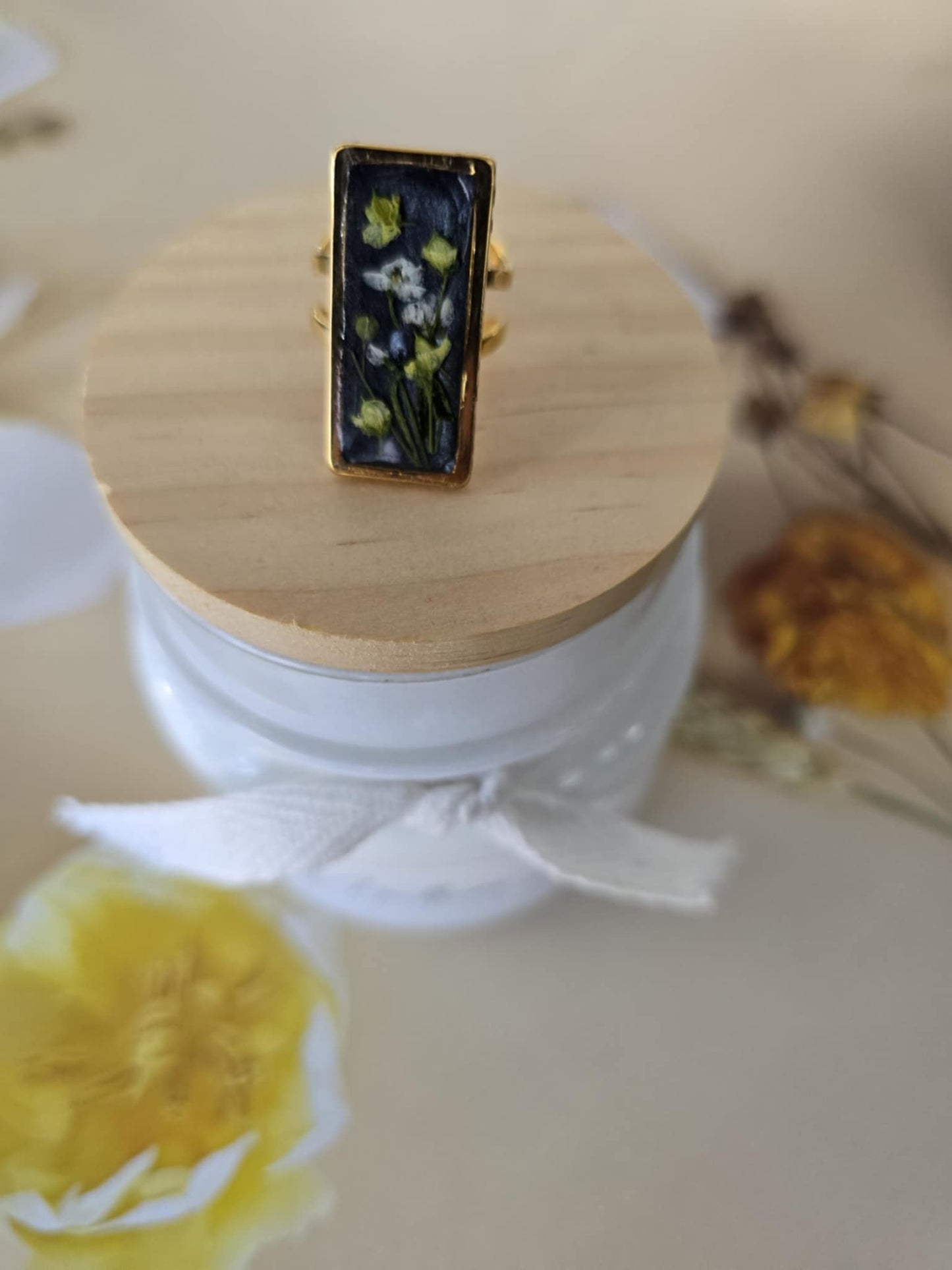 bague ajustable florale joie