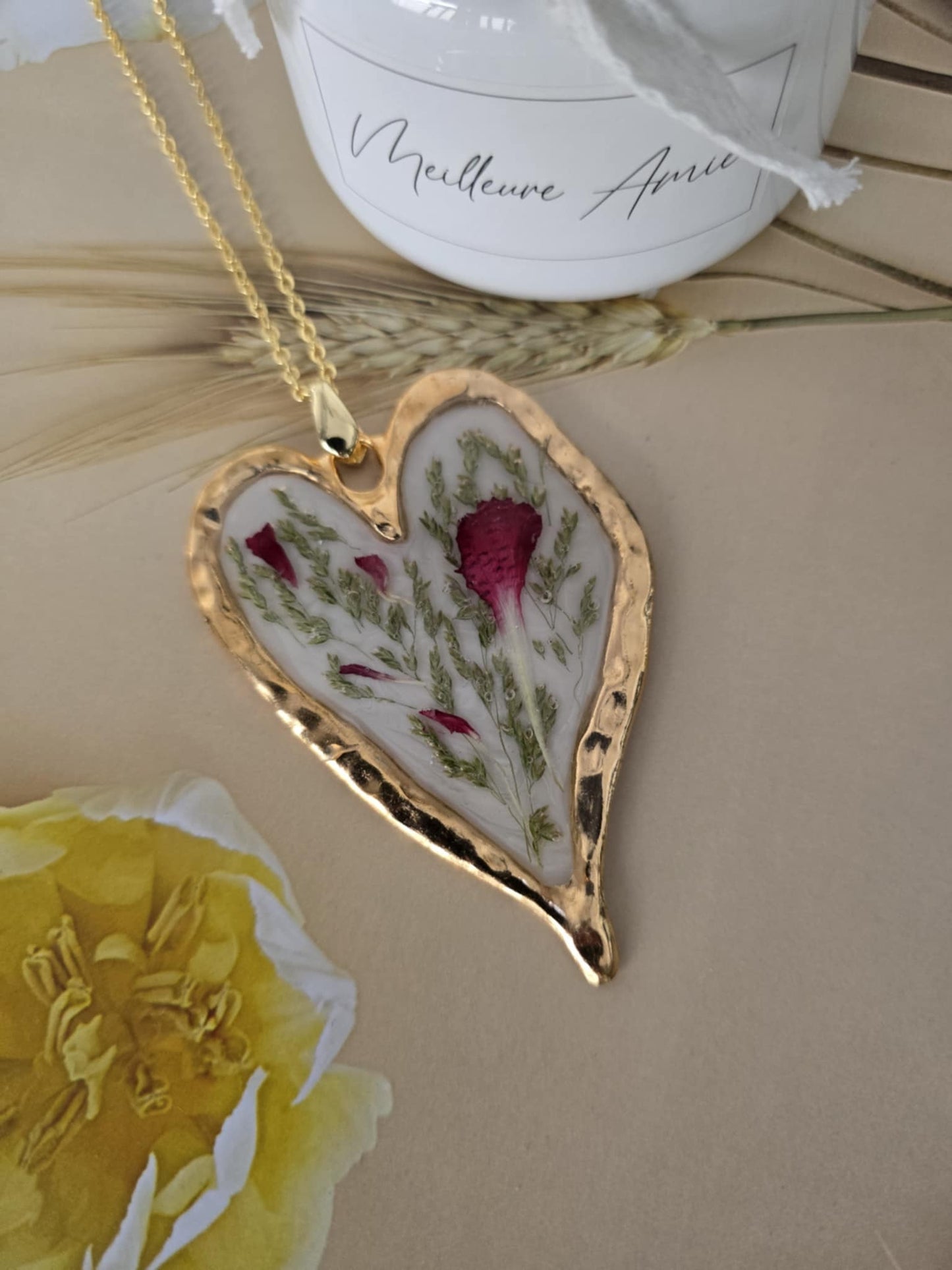 Pendentif cœur  floral envoutant