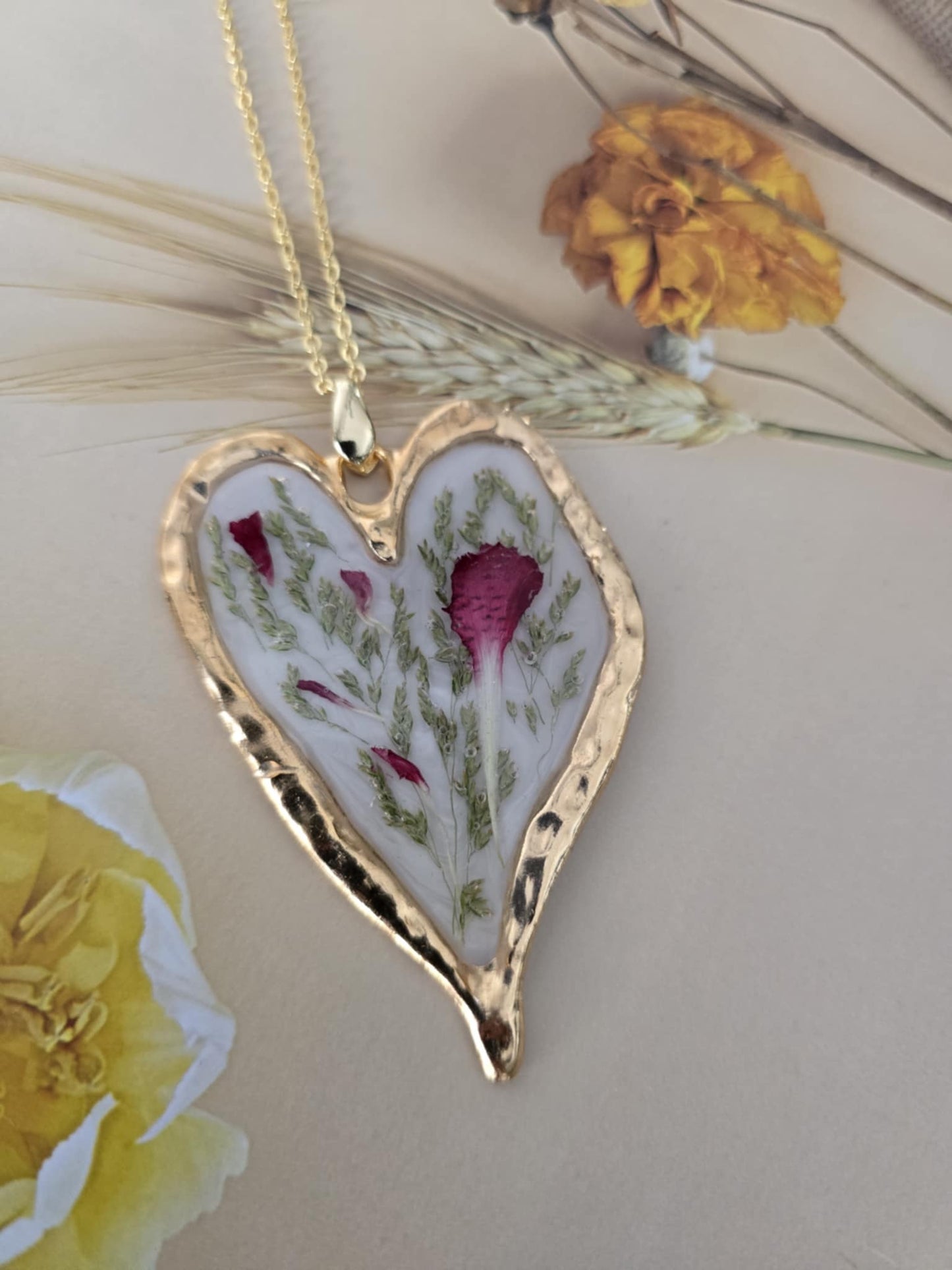 Pendentif cœur  floral envoutant
