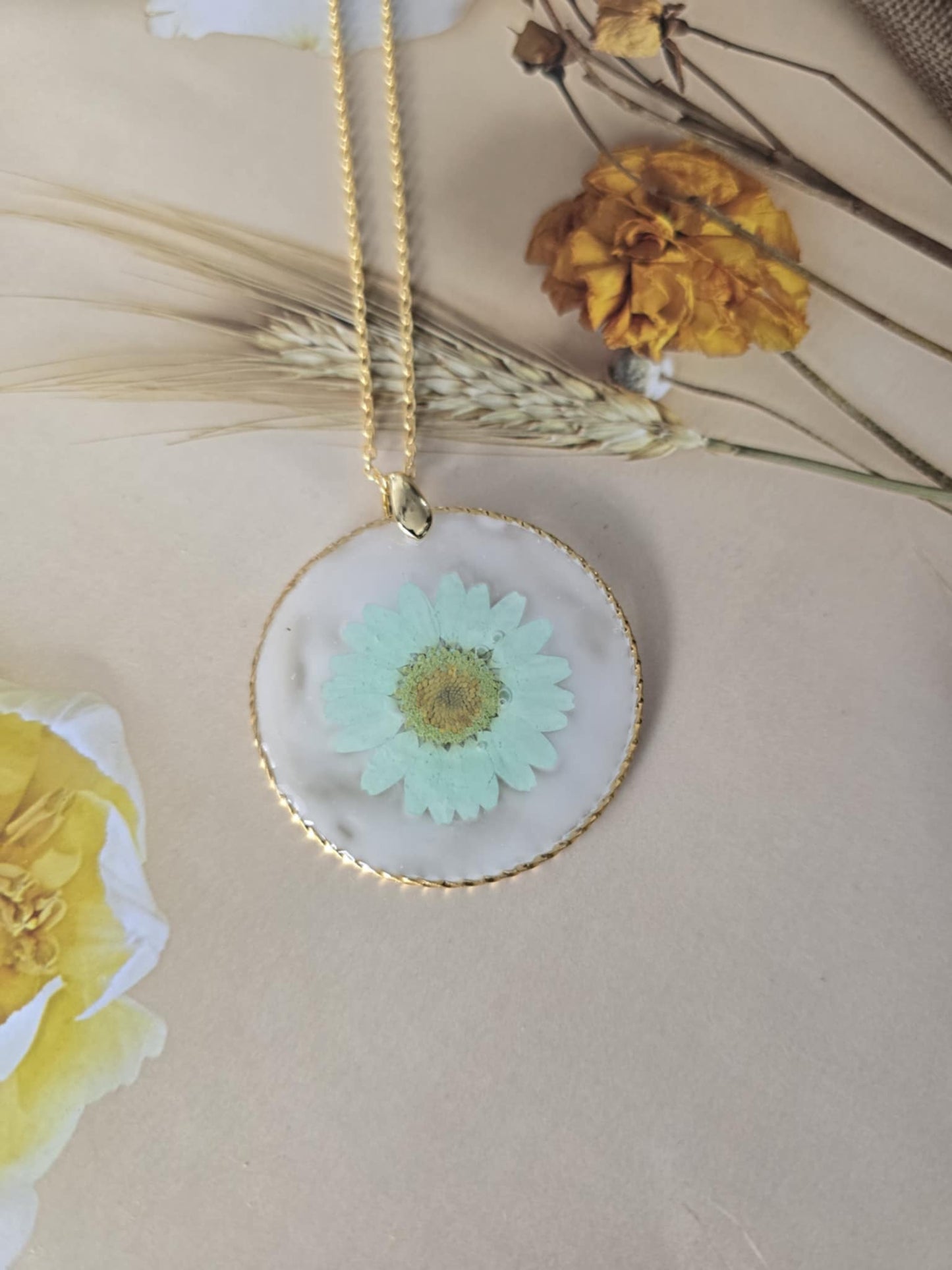 Pendentif Marguerite turquoise