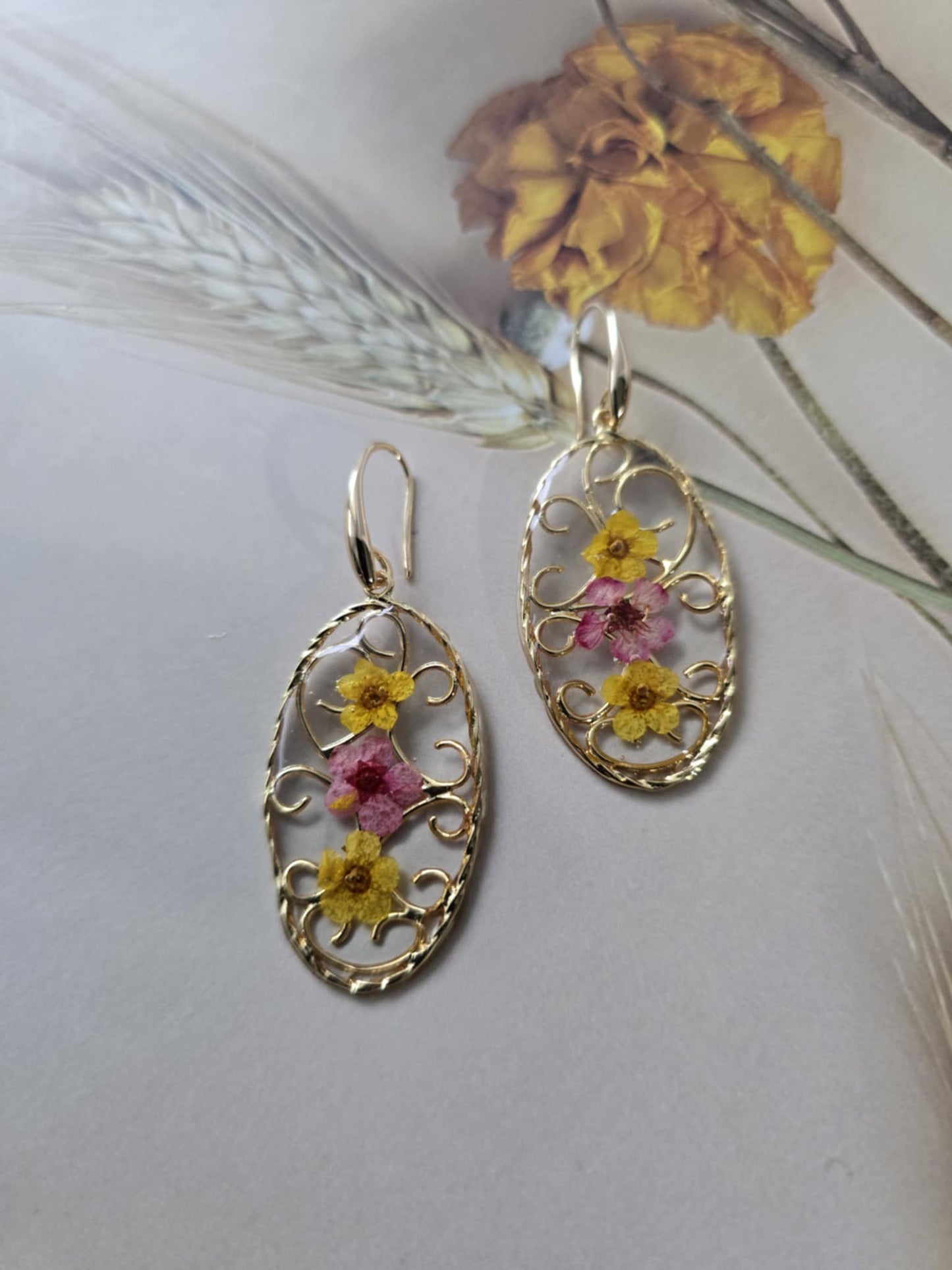 boucles d'oreilles style uniques floral