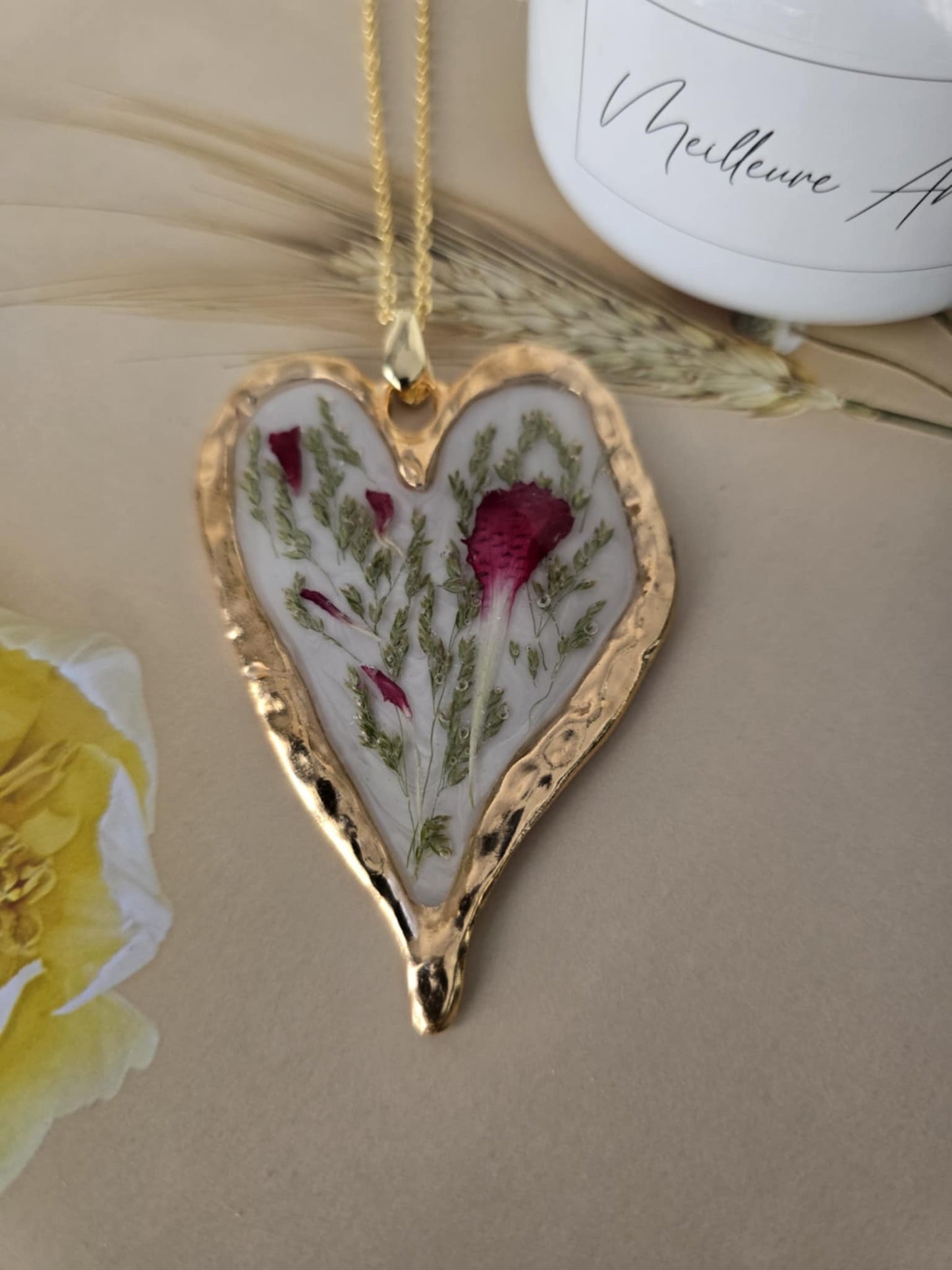Pendentif cœur  floral envoutant