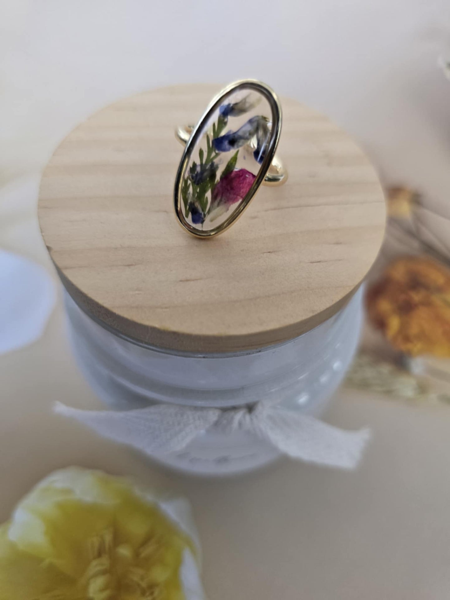 Bague ajustable floral souvenir