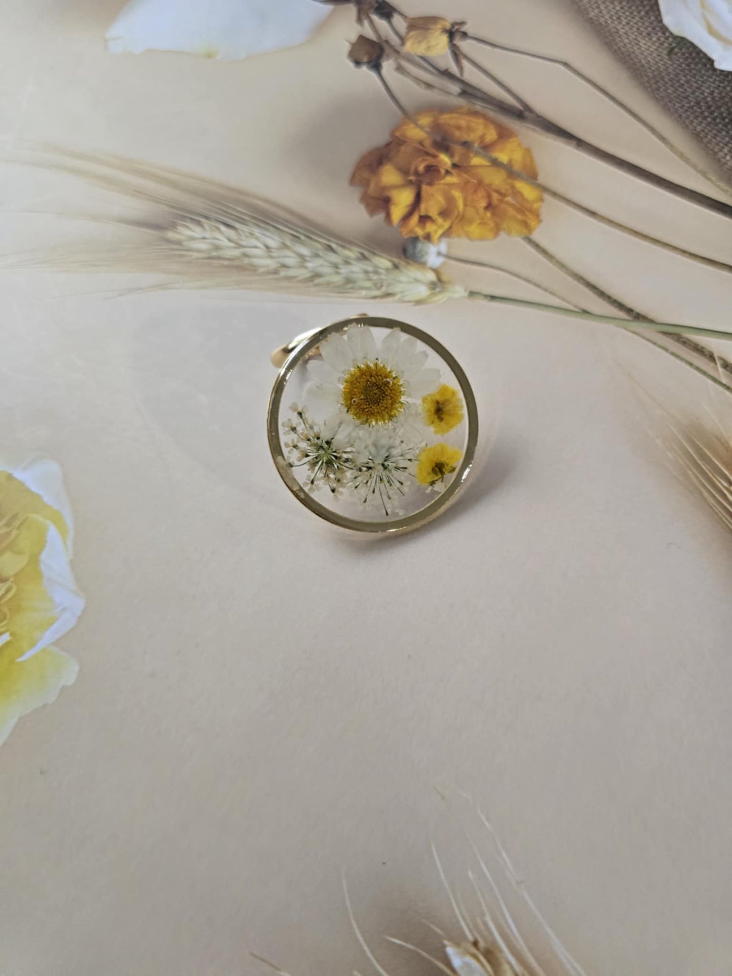 bague florale au naturel