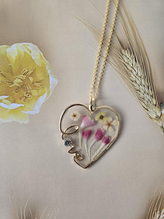 Pendentif love unique floral