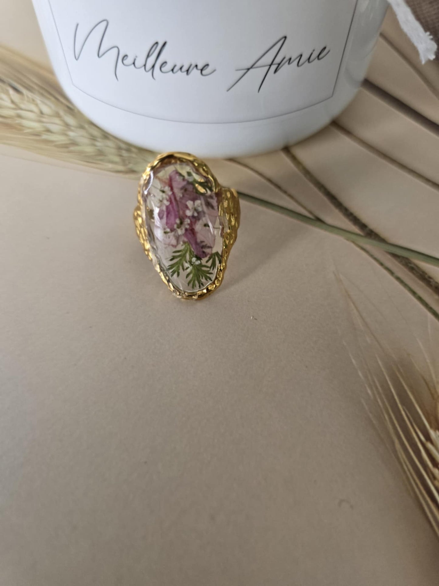 Bague ajustable florale confiance