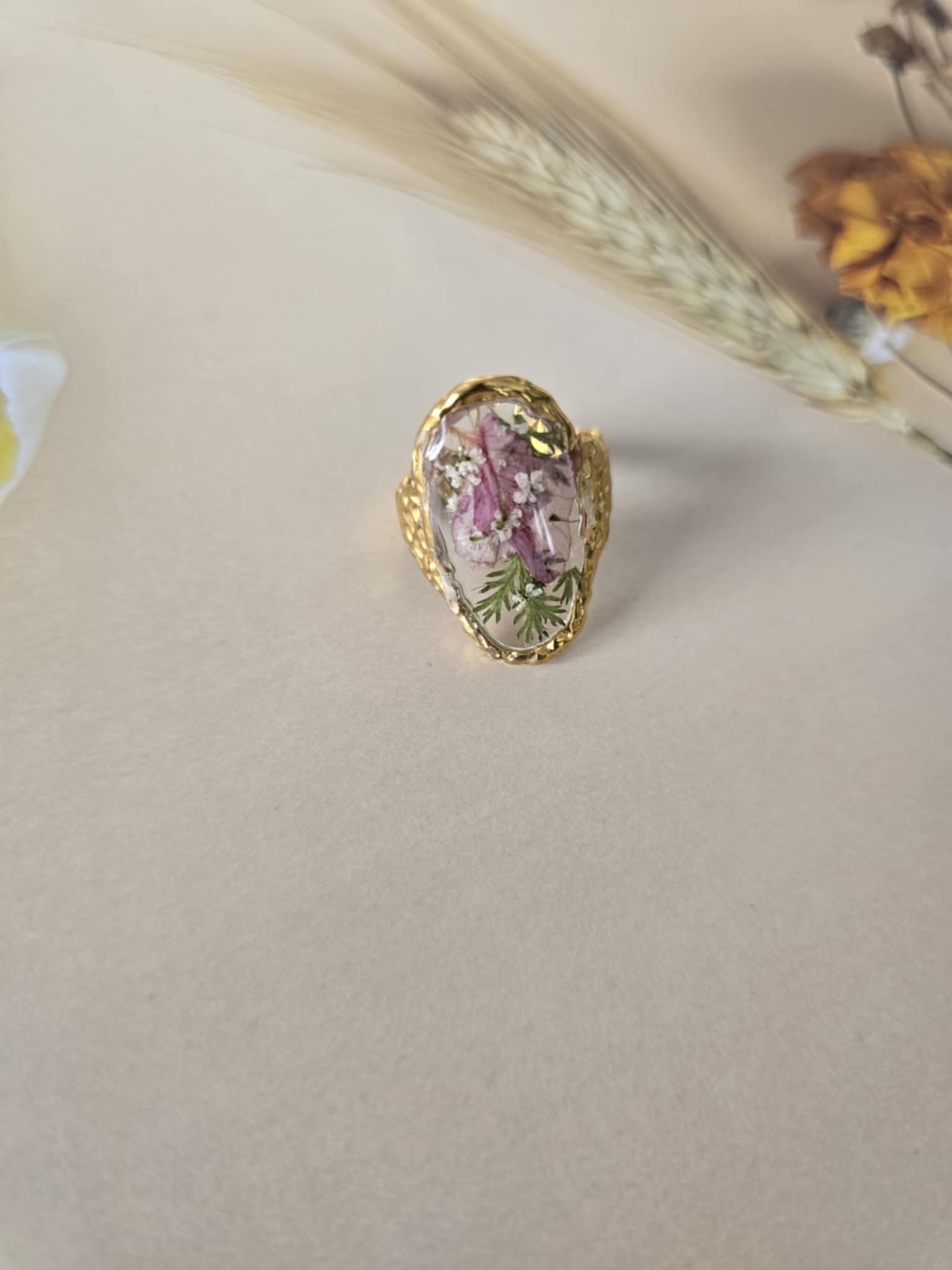 Bague ajustable florale confiance