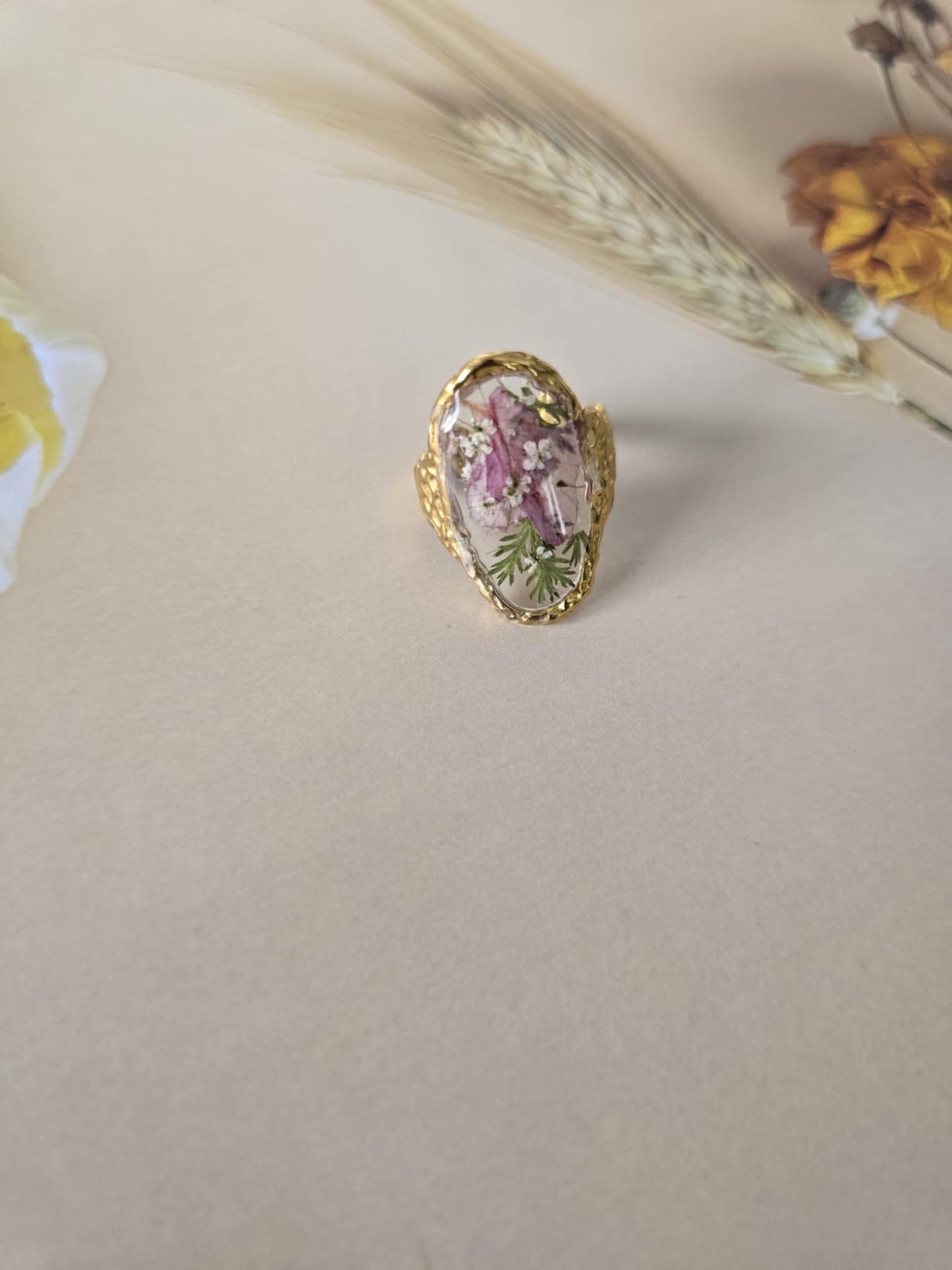 Bague ajustable florale confiance