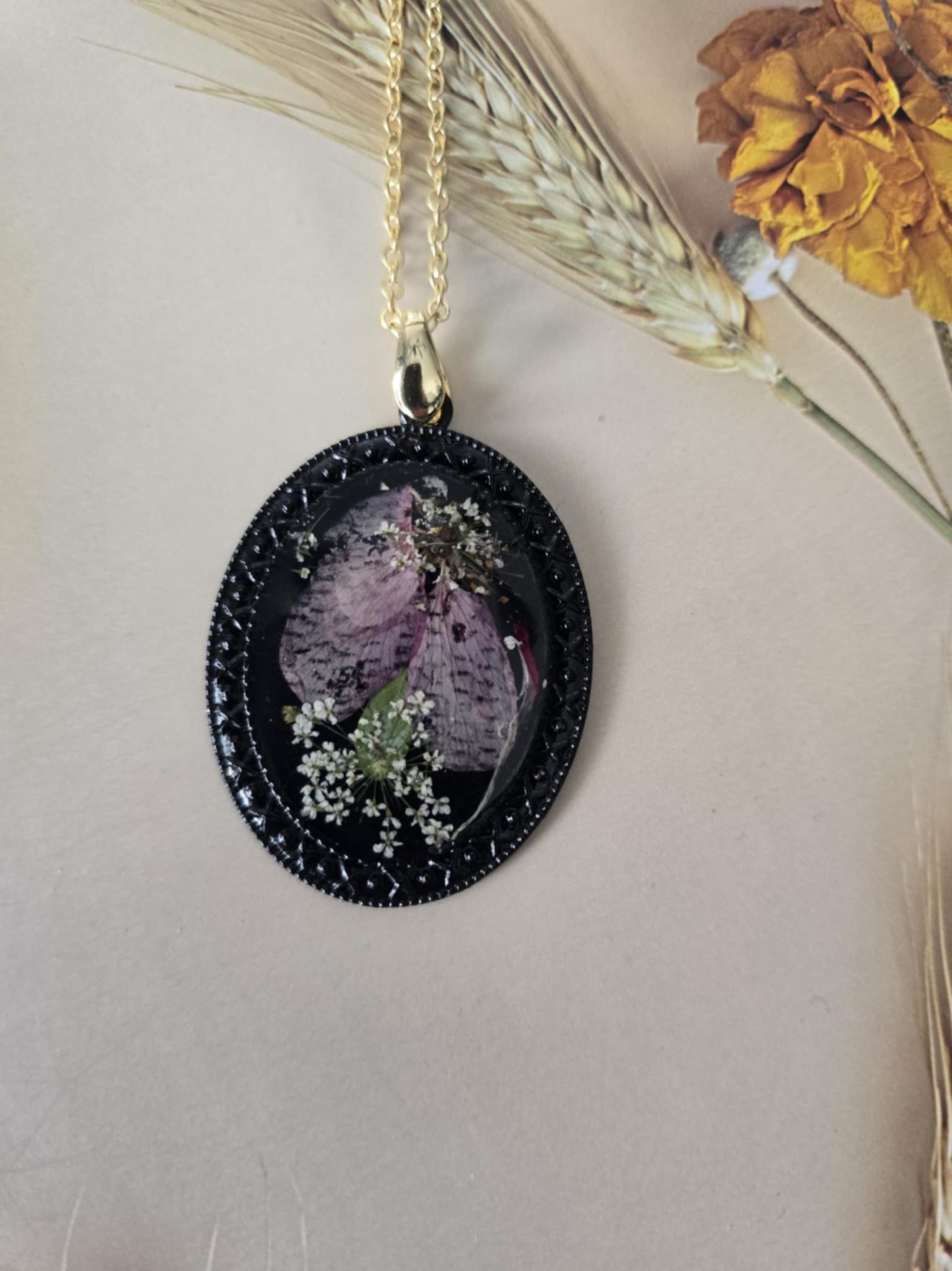 Pendentif style vintage floral