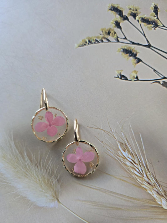 Boucles d'oreilles petite fleur rose