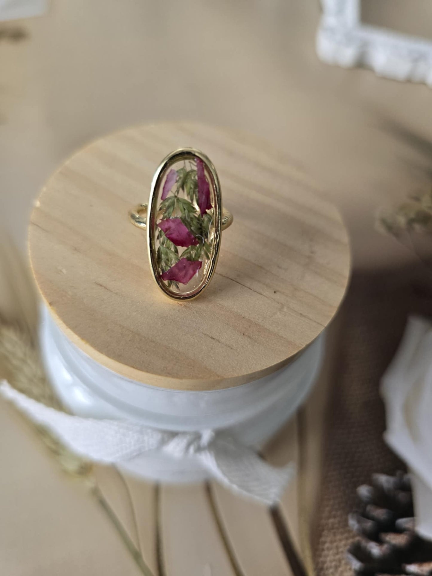 Bague ajustable vibrante florale
