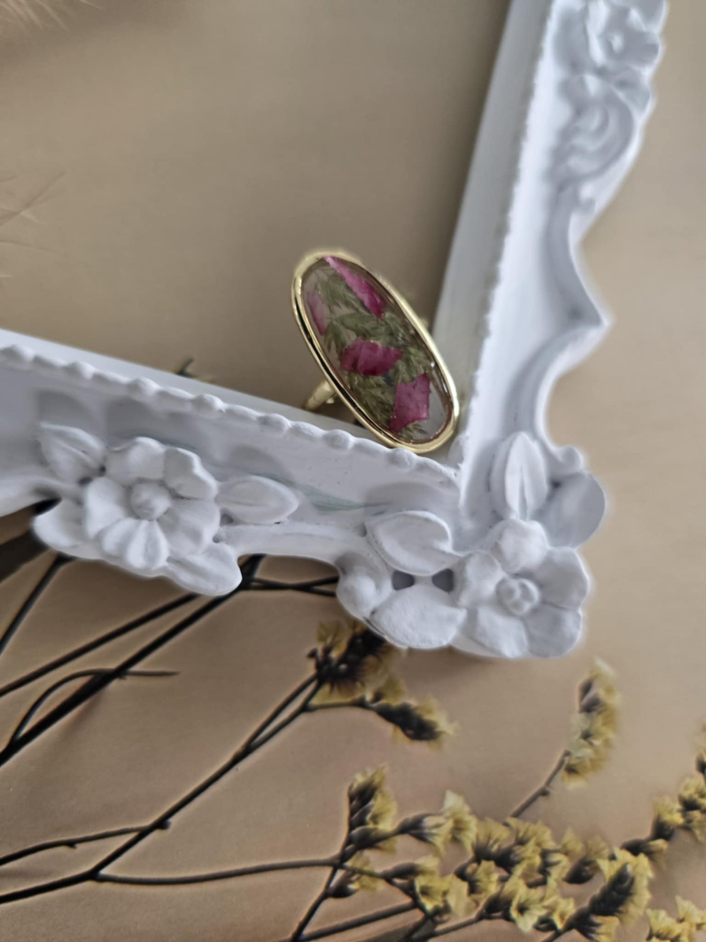Bague ajustable vibrante florale