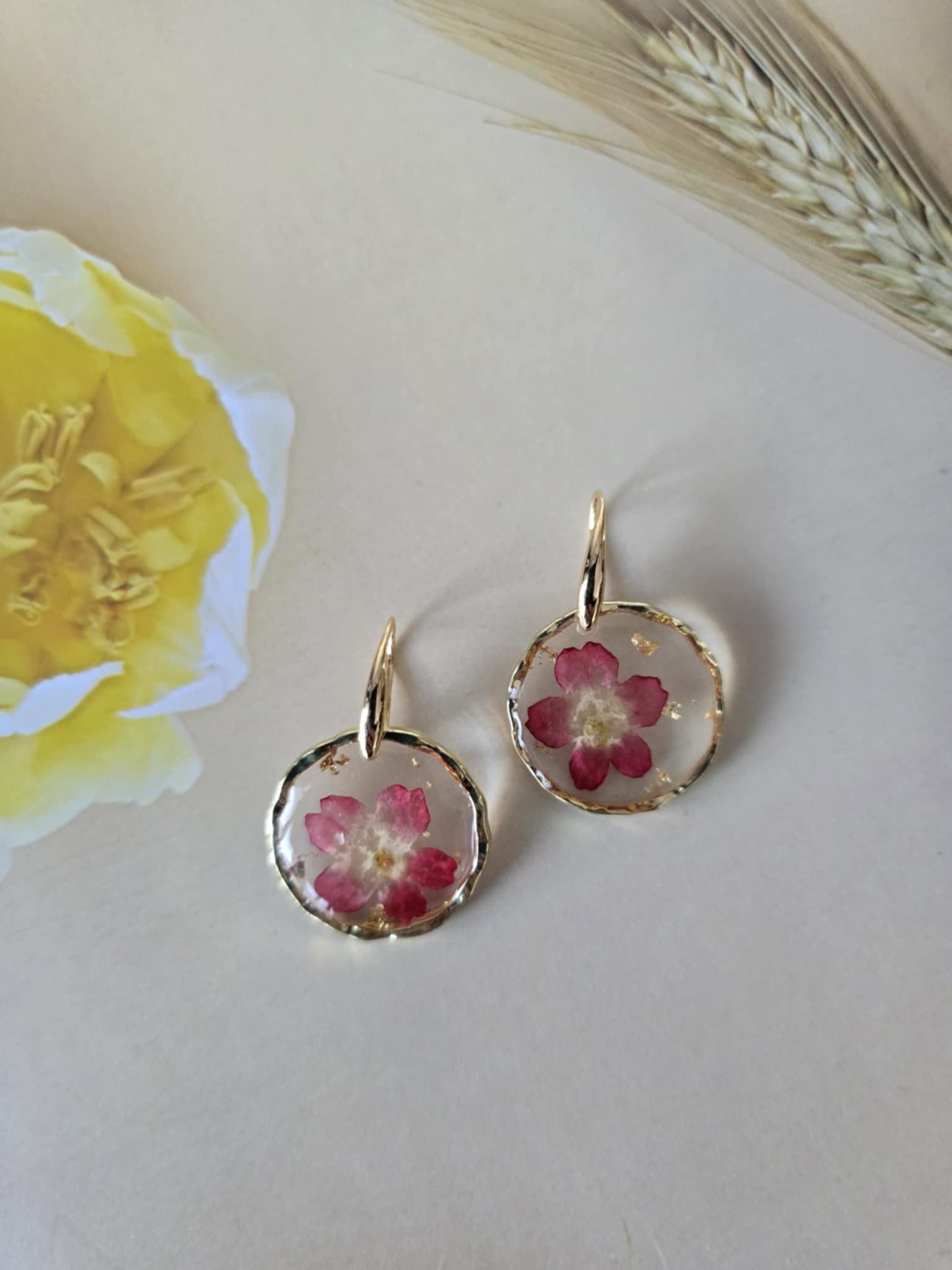 Boucles d'oreilles floral rose