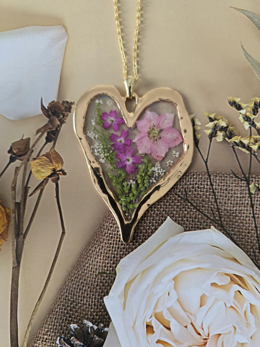 Pendentif floral coeur