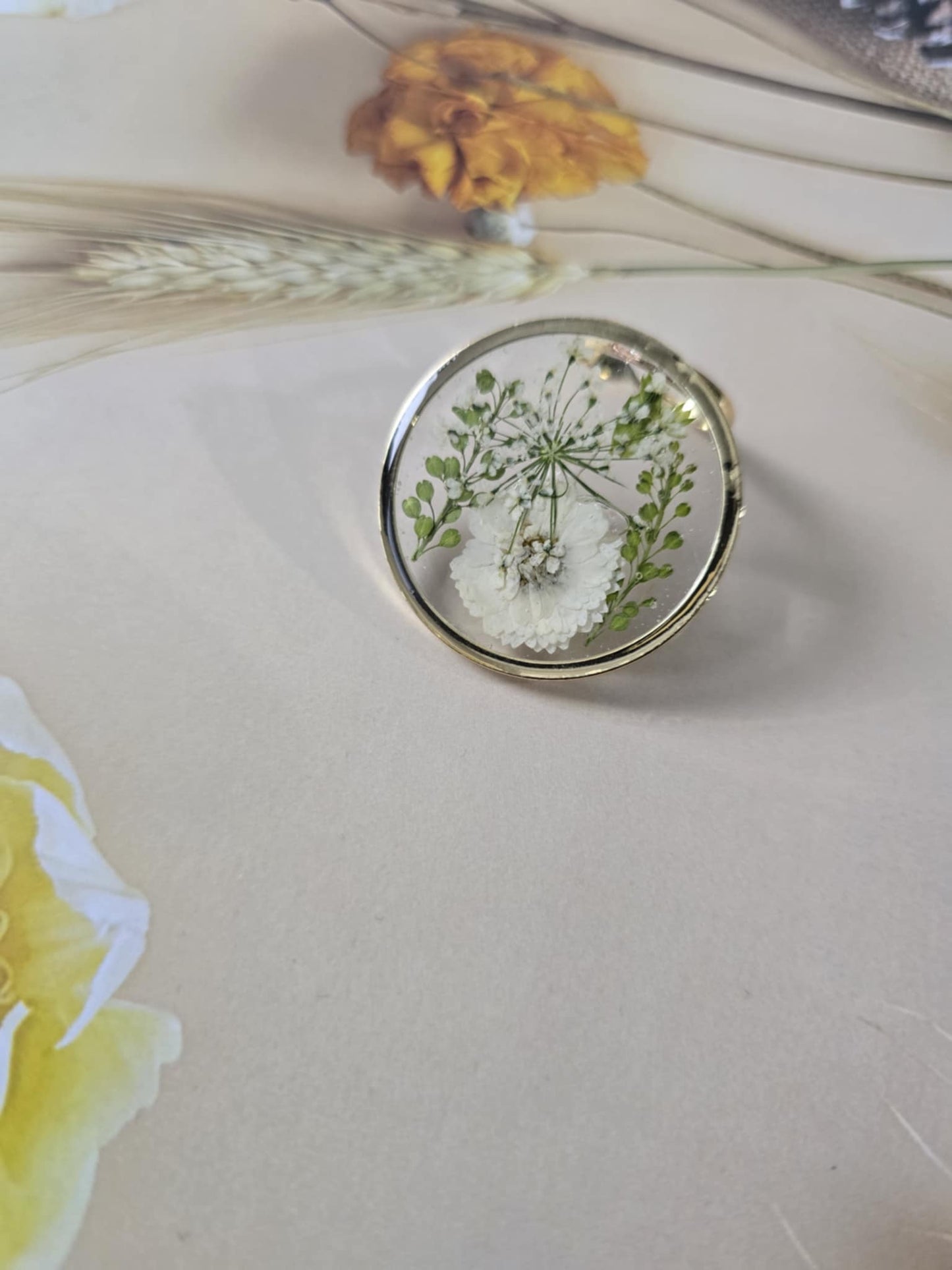 Bague de fantaisie ajustable floral nature