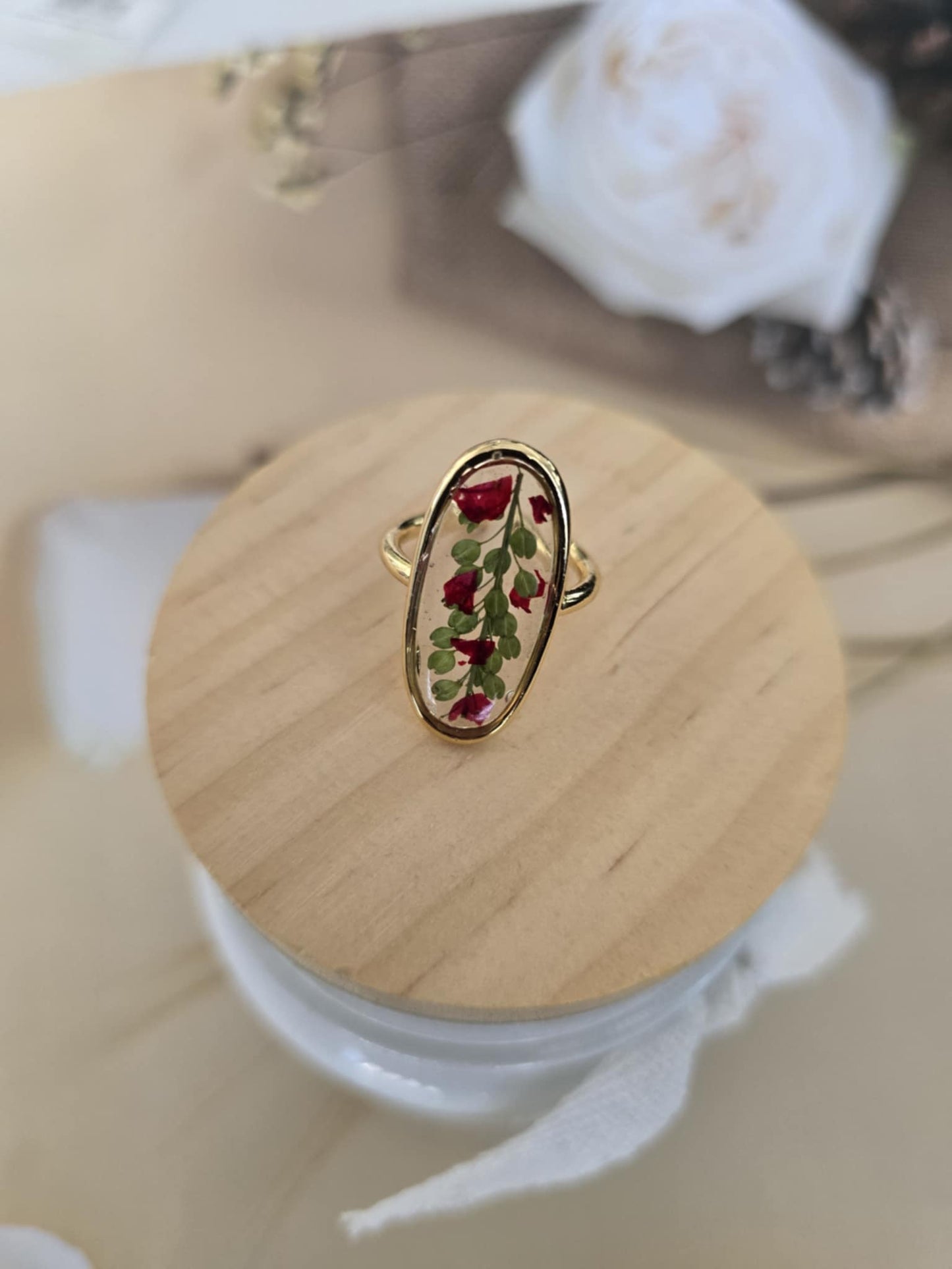 bague Ajustable verdure florale