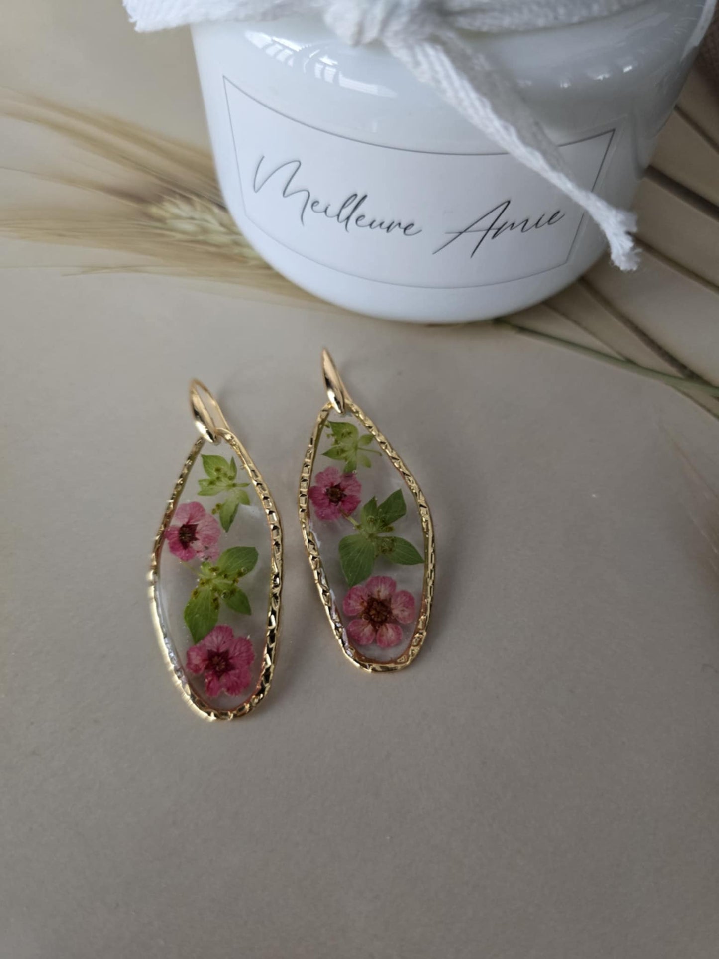 Boucles d'oreilles floral douceur rose