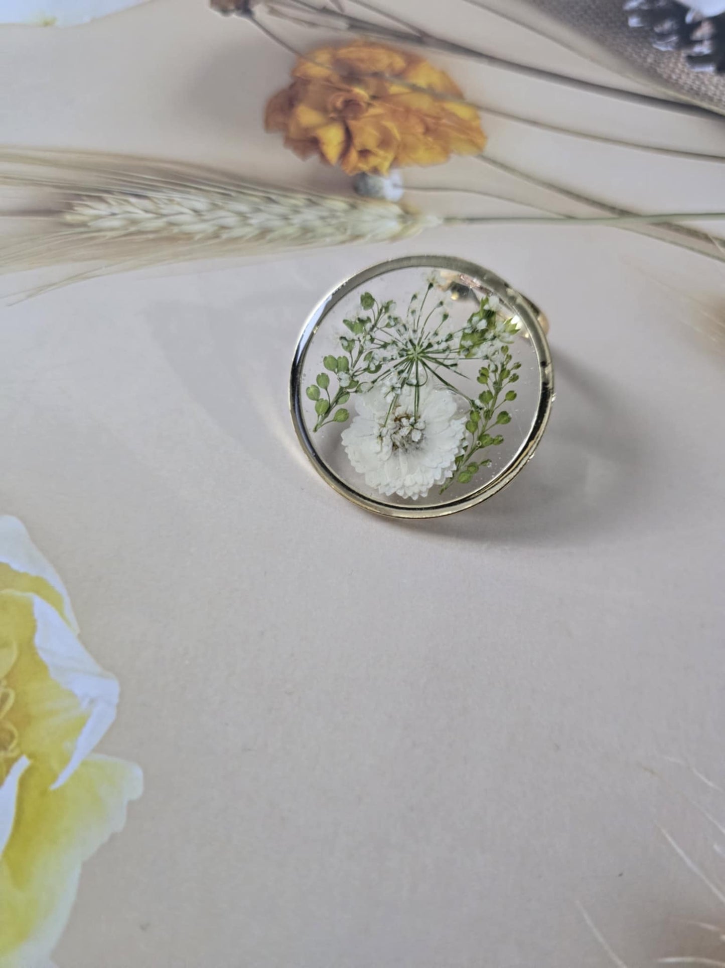 Bague de fantaisie ajustable floral nature