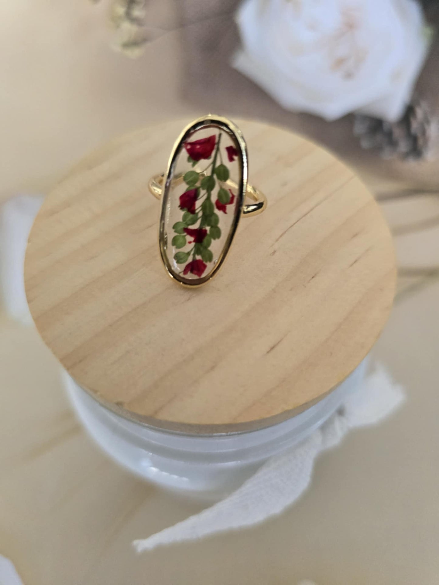 bague Ajustable verdure florale