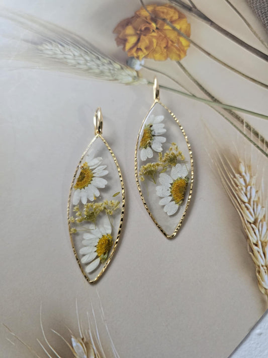 boucles d'oreilles  marguerites de printemps