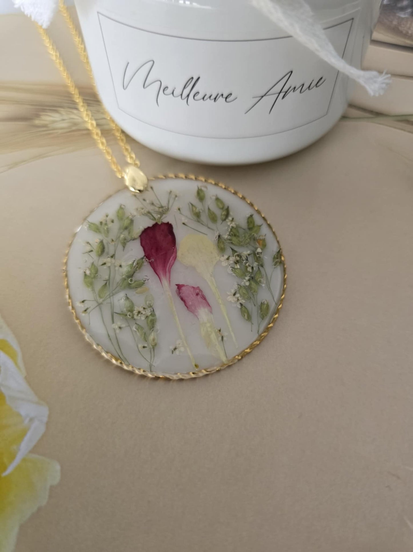 Pendentif douceur et tendresse floral