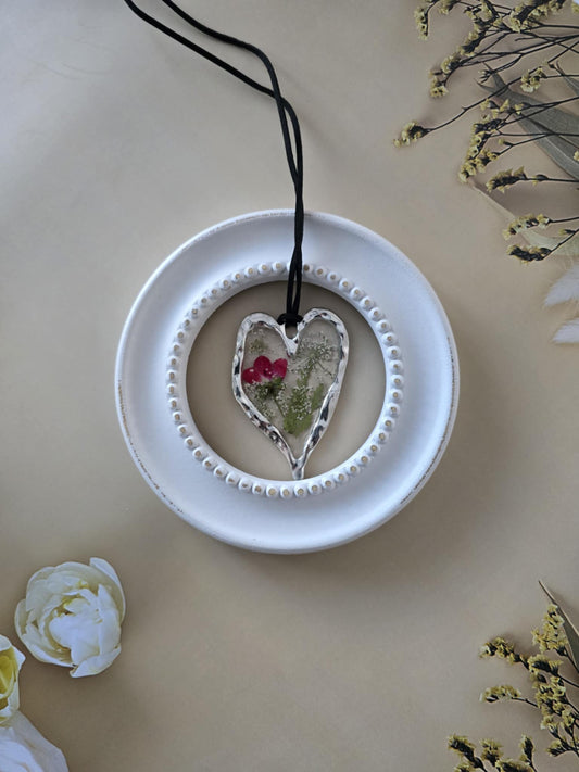 pendentif argenté floral unique