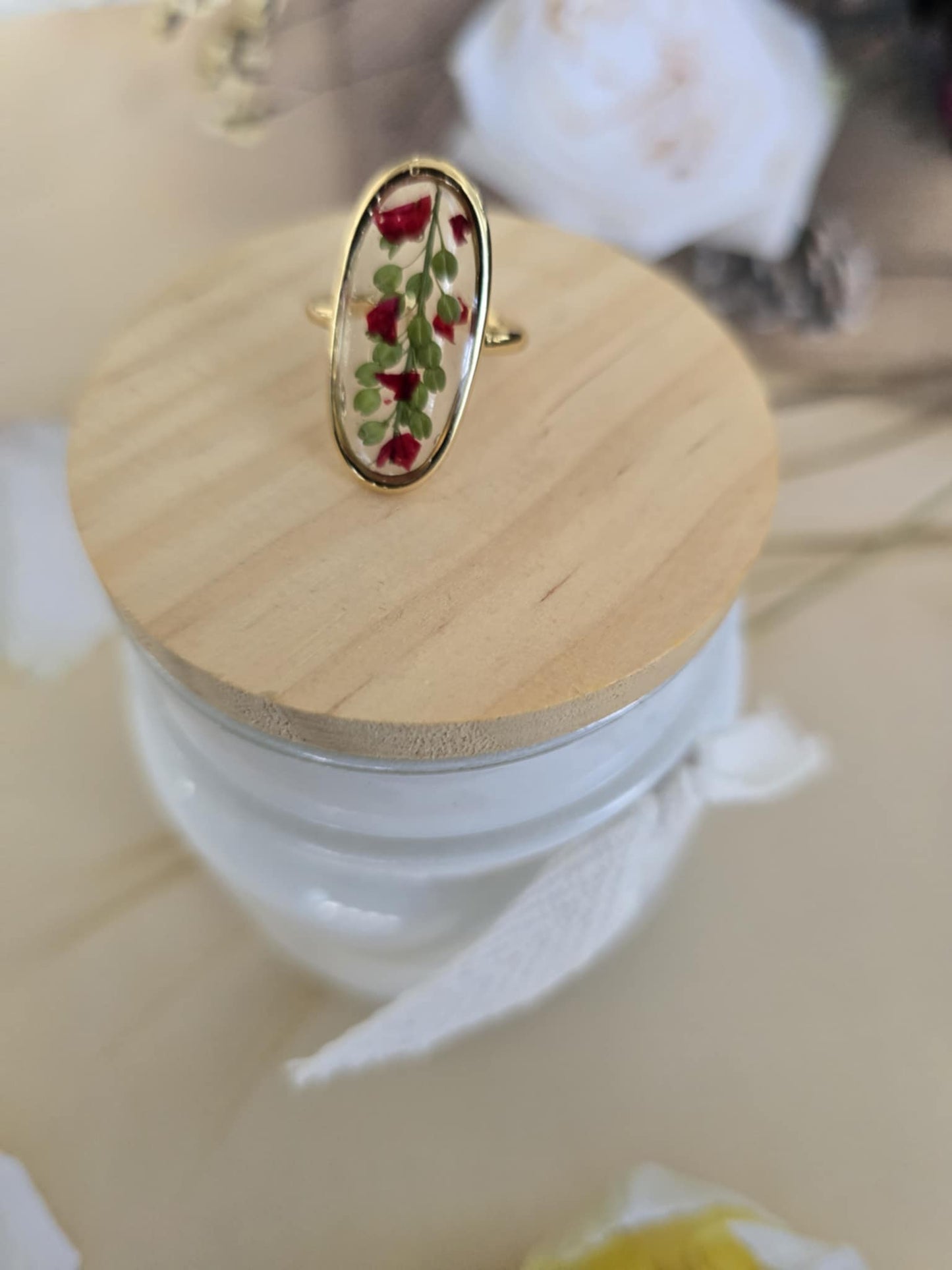 bague Ajustable verdure florale