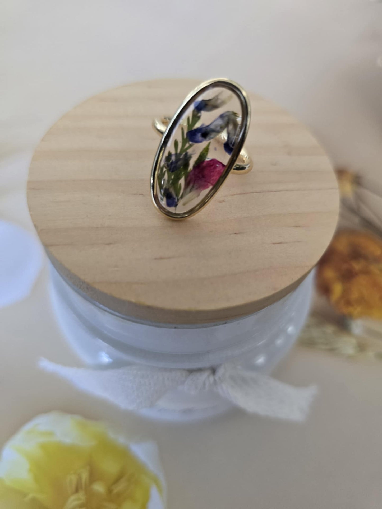 Bague ajustable floral souvenir