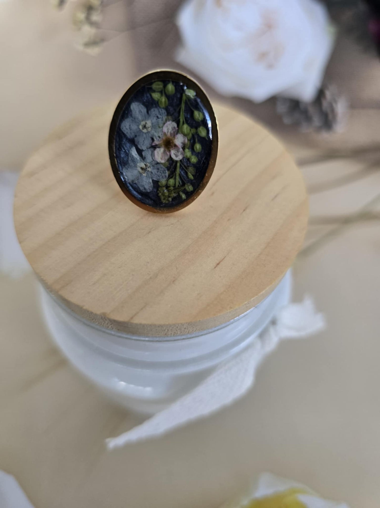 Bague ajustable floral Amour floral