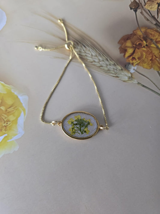 Bracelet ajustable floral jaune