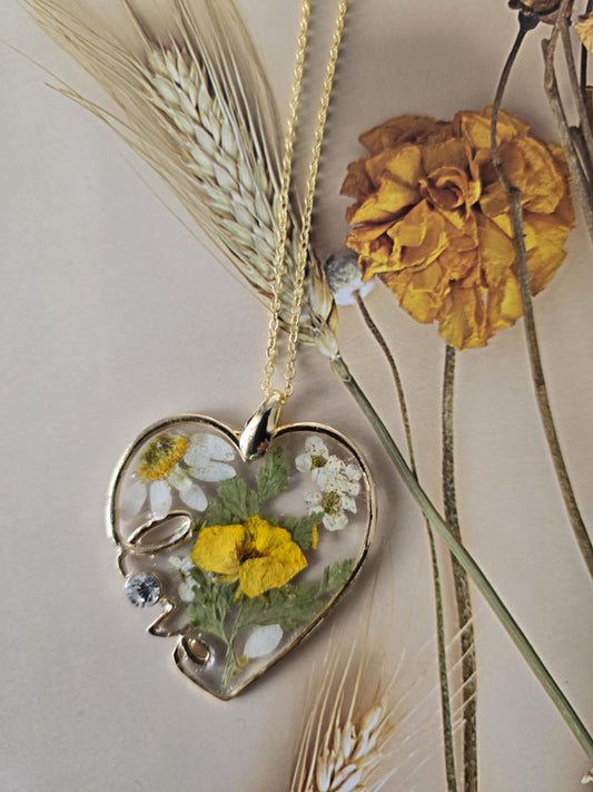 Pendentif coeur jaune