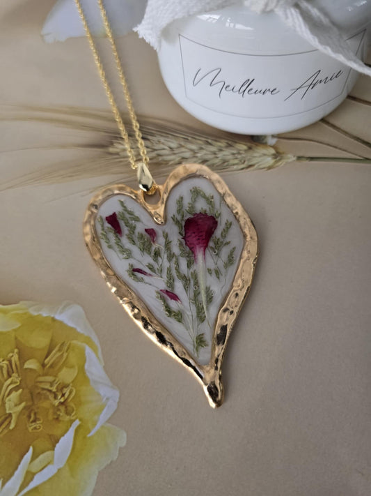 Pendentif cœur  floral envoutant