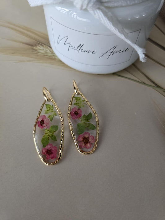 Boucles d'oreilles floral douceur rose