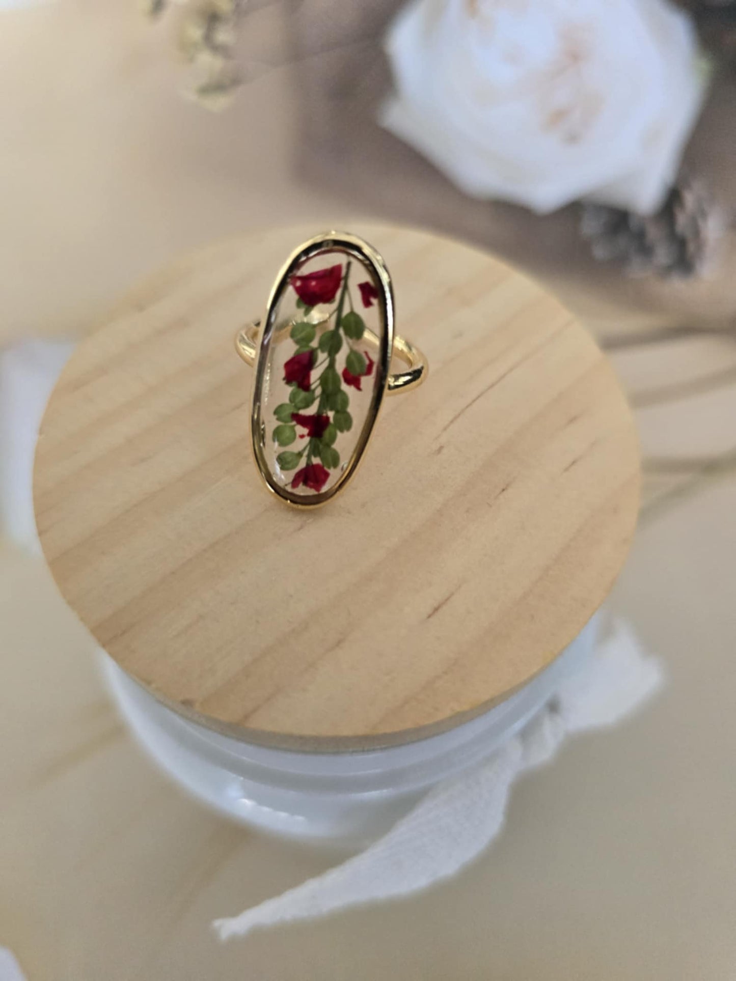 bague Ajustable verdure florale