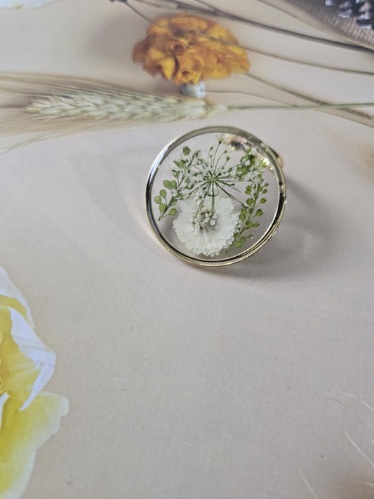 Bague de fantaisie ajustable floral nature