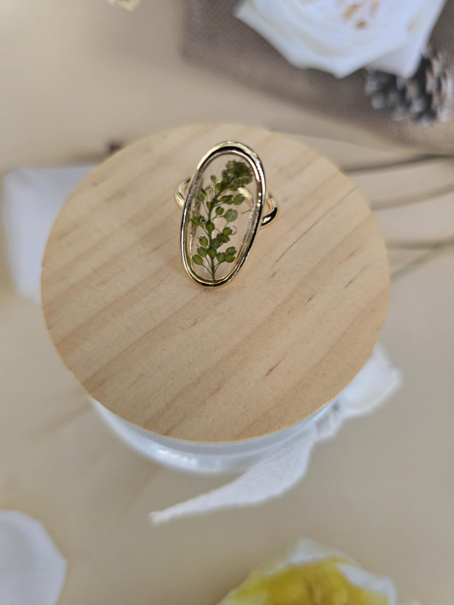 Bague ajustable verdure naturel